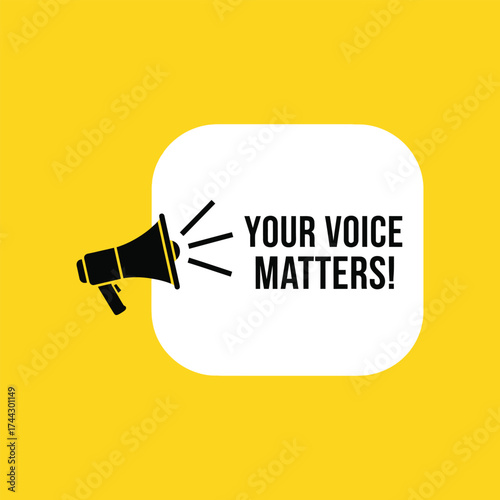 Your voice matters loudspeaker message graphic for social media and awareness campaigns vector