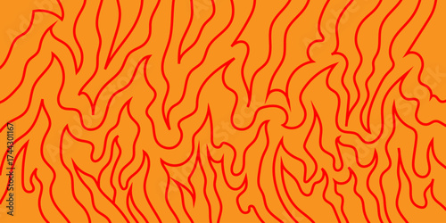 Abstract Organic Flame Pattern on Vibrant Orange Background