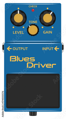 Blues Driver stompbox vector illustration.