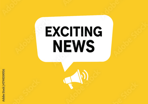 Exciting news speech bubble with megaphone announcing important information vector