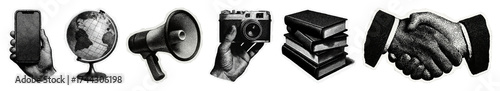 PNG Communication tools and knowledge exchange, element set on transparent background