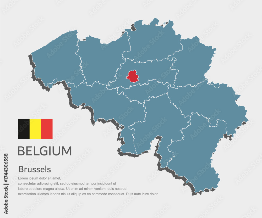 Obraz premium Vector map of Belgium - Brussels-Capital Region