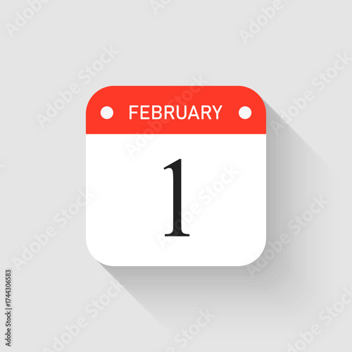Vector icon page day calendar - 1 February month