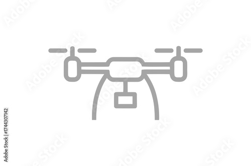Aerial Drone Quadcopter Minimalist Style Outline Icon on White