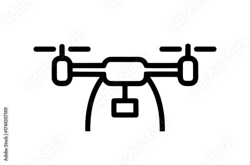 Simple Graphic Outline of Drone Quadcopter with Gimbal for Camera