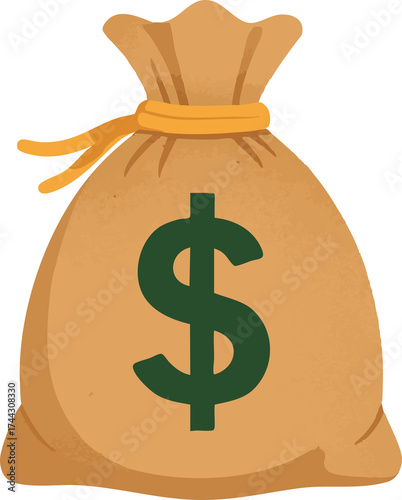 Money bag with dollar sign transparent PNG cutout isolated background, financial graphic