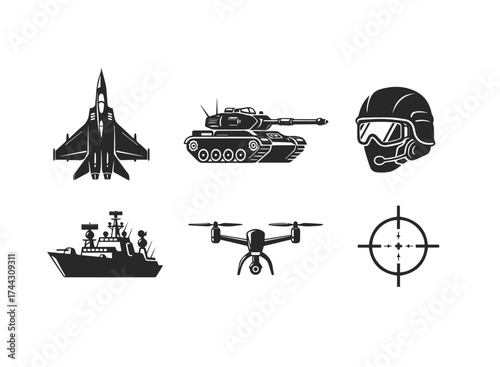 Collection of military and defense icons