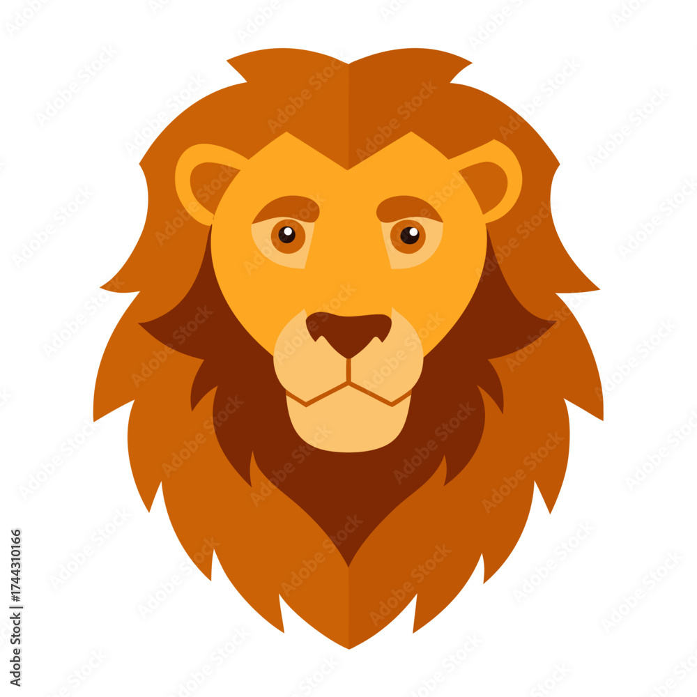 Obraz premium An older lion icon on white background.