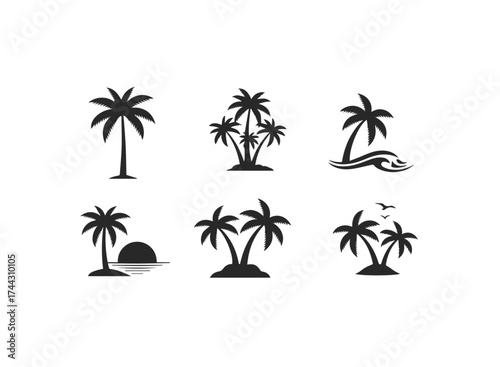 Group of palm tree icons
