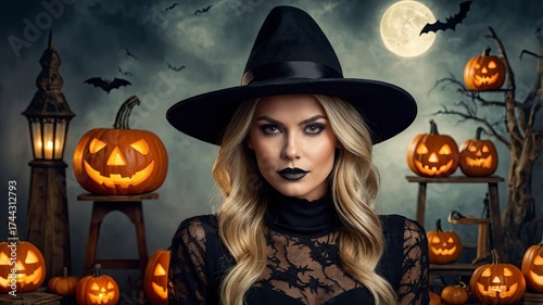 halloween gir on halloween background, halloween scenery, scary halloween