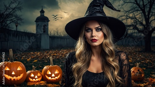 halloween gir on halloween background, halloween scenery, scary halloween