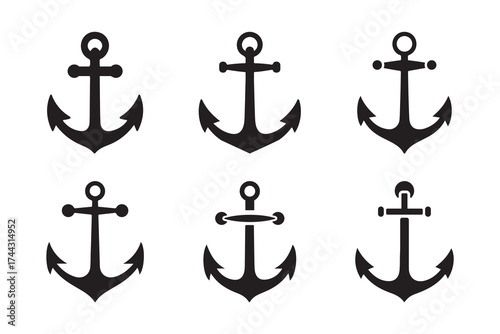 Vector anchor icon set design on white background