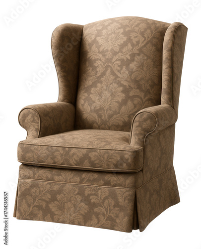 Custom fit wingback chair cover, ideal for reviving a classic style in any elegant space.