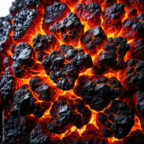 Intense fiery core erupting with molten magma