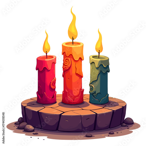 Christmas candles with wooden stand and warm cozy glow for winter holidays creating peaceful festive atmosphere and traditional seasonal home decoration