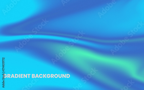 Vibrant flowing abstract background with blue and green gradient waves.