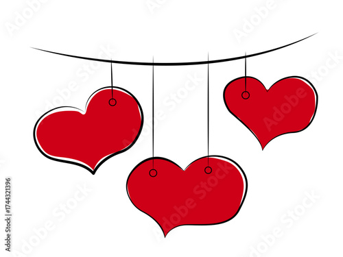 A garland of painted hearts. valentine's day