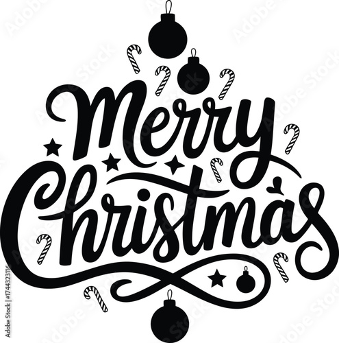 Merry Christmas creative Calligraphy design Vector illustration