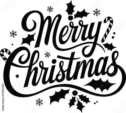 Merry Christmas creative Calligraphy design Vector illustration