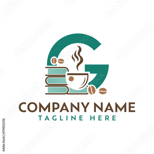 Coffee Book Study Letter G Logo Vectors Illustrations Logo