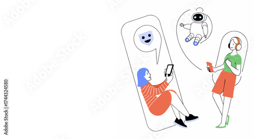 People interacting with ai chatbots on their phones and devices