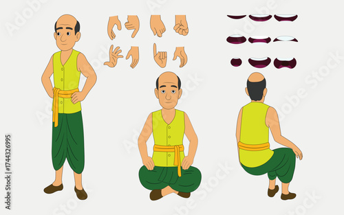 Indian man cartoon character. moral stories for the best cartoon character. the character best for your animation videos