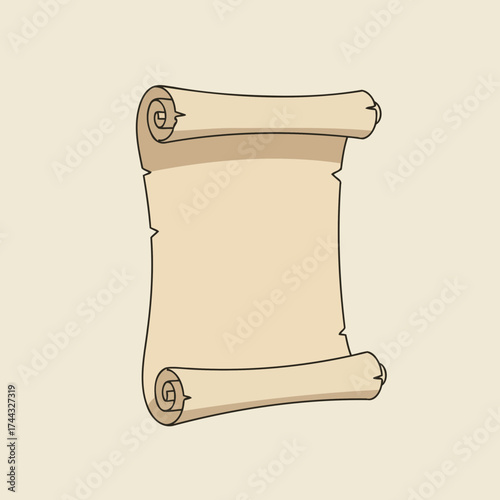 Classic Blank Rolled Parchment Scroll Vector Illustration