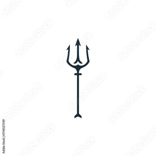 Minimalist Dark Trident Vector Illustration of Sea God's Symbol