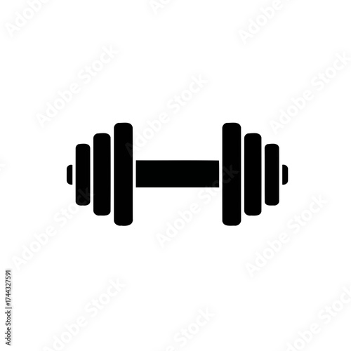 Minimalist Black Dumbbell Strength Training Vector Illustration