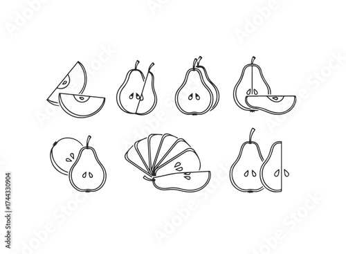 Pear fruit glyph icons for web and ui design