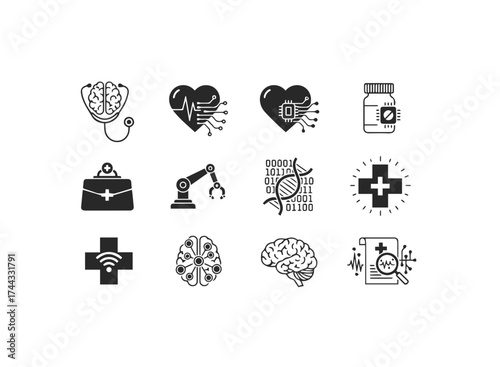 Set of twelve medical icons in vector format