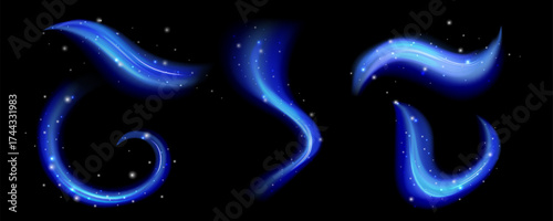 Ice winter blue wind with swirl effect. Ice air effect with glimmer light