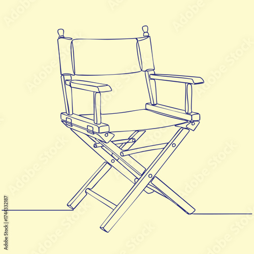 Empty director's chair with armrests and high backrest, set against a plain , emphasizing simplicity and classic design elements