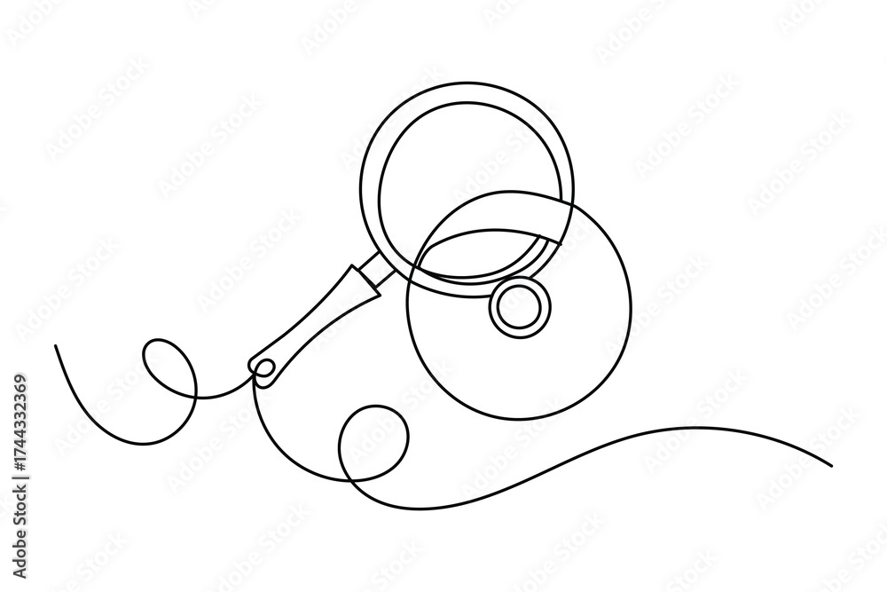 Obraz premium Frying pan continuous one line drawing minimalist kitchen utensil outline vector illustration