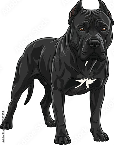 Dogo Sardesco dog standing alert guard stance vector illustration