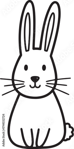 Sitting Bunny Lineart Vector Icon.