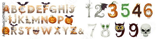 Halloween alphabet set,  Halloween Spooky Alphabet Spooky Halloween alphabet. Halloween spooky numbers, 