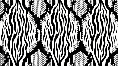 Abstract seamless pattern animal print zebra skin snake skin design repeating texture background textile wallpaper fabric style surface monochrome