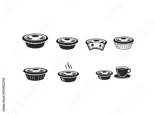 Set of seven pie icons in vector format
