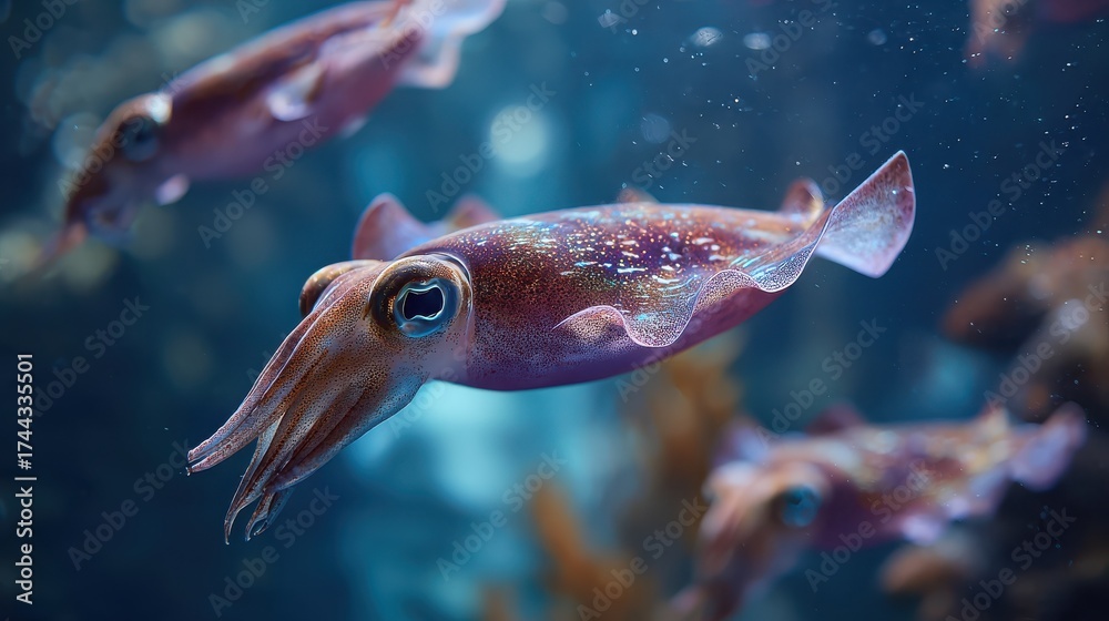 Fototapeta premium squid swimming in an aquarium no logos no brands ar 169