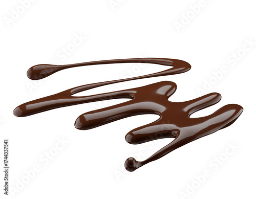 chocolate liquid drizzle isolated on a white background. 3d render