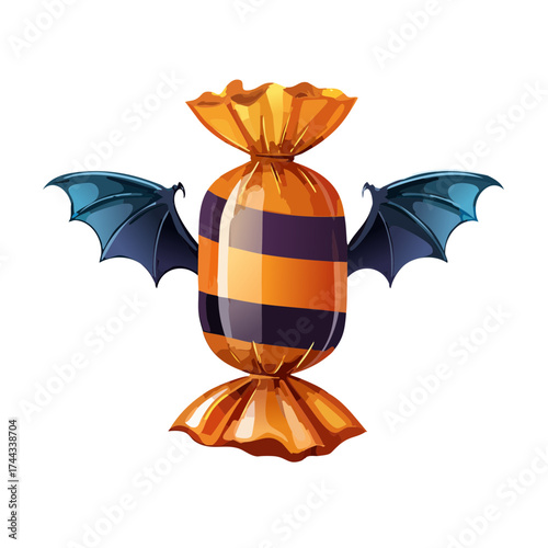 Halloween pumpkin with autumn leaves and rainy weather vector illustration