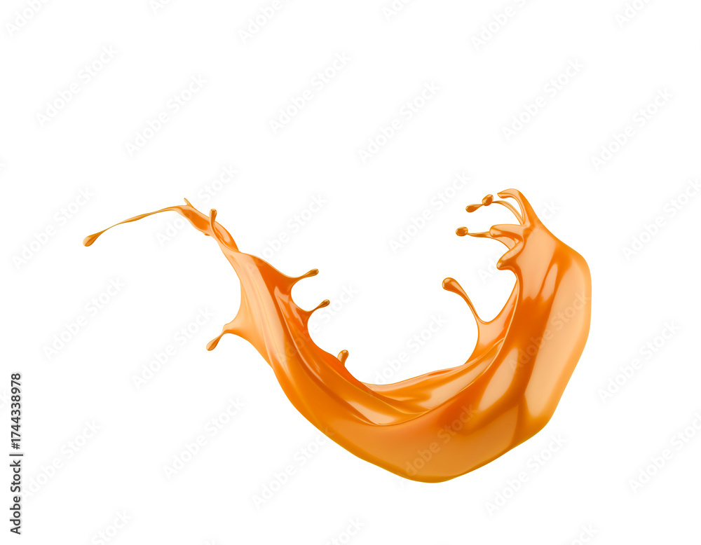 Obraz premium caramel splash isolated on a white background. 3d render