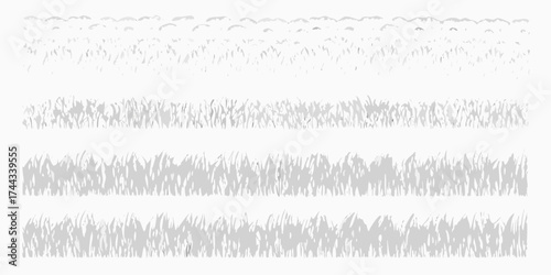 Four horizontal rows of stylized grass illustrations in varying densities and heights
