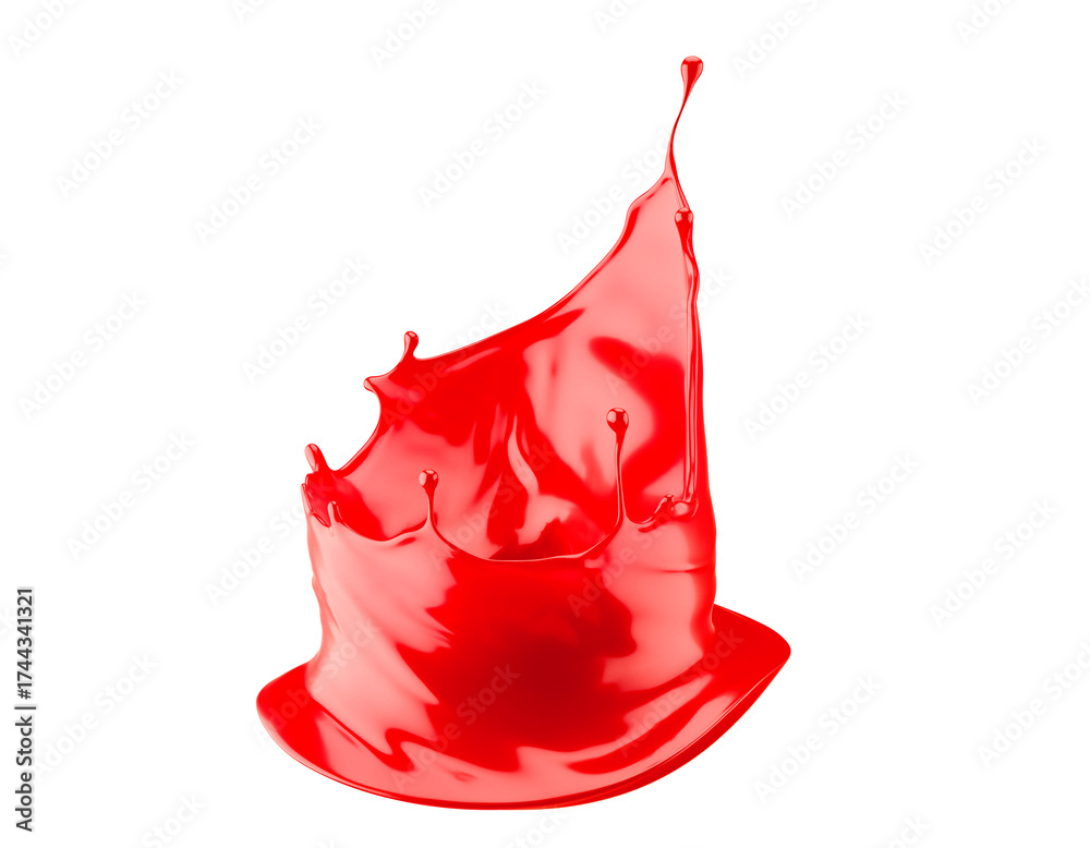 Obraz premium red paint splash isolated on a white background. 3d render