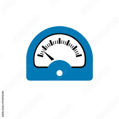 Voltage meter icon with blue design on transparent background