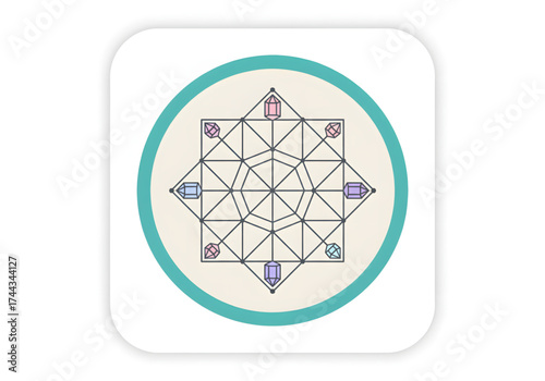  Minimal icon of a crystal grid layout — no background, no shadow PNG