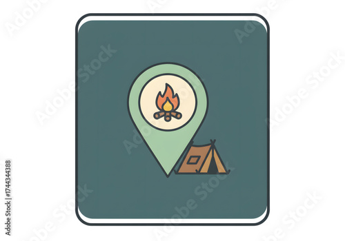 Minimal icon of a campsite pin — no background, no shadow PNG