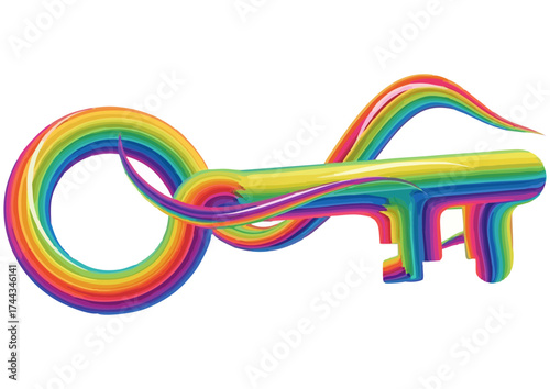 Stylized gray key on a light pastel background, vector illustration