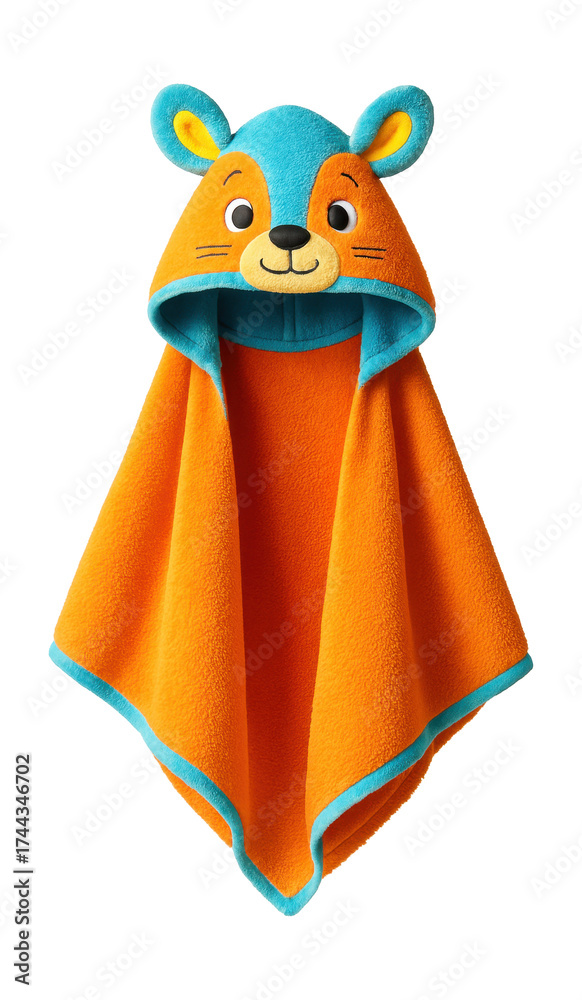 Fototapeta premium A playful hooded towel for drying kids after bath time, featuring fun animal ears.